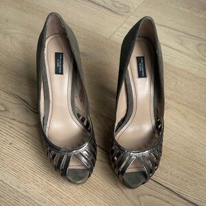 Zara Metallic Bronze Peep-Toe Heels